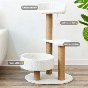Plataforma de Salto Ecológica, Simple, Elegante y que Ahorra Espacio, con Poste Rascador de Sisal, Estructura para Trepar y Nido para Gatos - Product Image 4