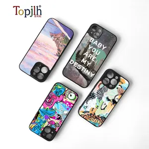 Topjlh casing ponsel iPhone 15 Pro Max, grosir sublimasi DIY kaca Tempered 2D untuk iPhone 15 Pro Max tahan guncangan