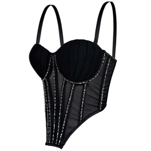 Corset Bustier Amincissant Effet Sablier en <span class=keywords><strong>Maille</strong></span> Transparente avec Strass, Rehausseur de Poitrine et Contrôle du Ventre pour Femme - Product Image 1