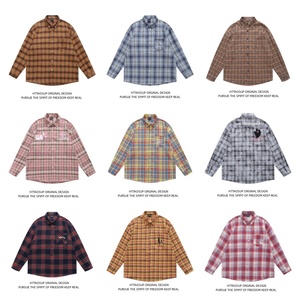 Chemise à manches longues unisexe style hip-hop américain brodée à carreaux avec col rabattu, idéale pour l'été – Livraison directe - Product Image 2