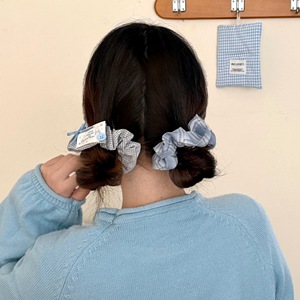 Chouchous à carreaux de haute qualité avec bouton Patch de dessin animé mignon <span class=keywords><strong>chien</strong></span> arc conception coton cheveux cravates - Product Image 6