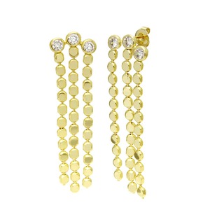 Custom 18K Gold Plated Brass Large Stud Earrings with Zirconia Triple Row Tennis Chain <strong>Links</strong> Trendy Fashion <strong>Jewellery</strong> - Product Image 1