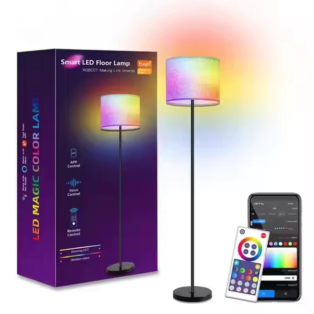 Modern LED Floor Lamp with Alexa & Google Assistant Smart APP-Controlled for Bedroom Gaming Room Party Decor PVC Mood Lighting
