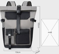 Sac à dos de voyage professionnel pour ordinateur portable, personnalisé avec logo, haute qualité, 17 pouces, simple, imperméable, à enroulement, pour hommes