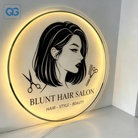 Enseigne en acrylique rétroéclairée 3D personnalisée, enseigne ronde avec logo LED, panneau mural intérieur, enseignes électroniques pour salon de coiffure, salon de manucure, institut de beauté