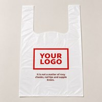 Sac en plastique PE pour supermarché et restaurant, avec logo personnalisé, pour l'emballage et le transport de courses en magasin d'alimentation, type sac T-shirt