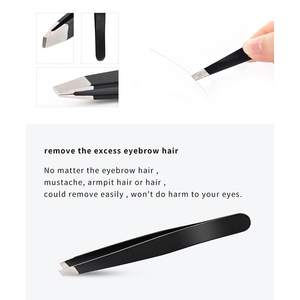 Fast Shipment 2pcs Professional Black Slanted Pointed Eyebrow Lash False <strong>Eyelash</strong> Extension Volume Stainless Steel <strong>Tweezers</strong> - Product Image 3