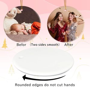 3 Inch Round Circle Custom Sublimation Blank <b>Ceramic</b> Christmas <b>Ornaments</b> Flat Christmas <b>Ornament</b> - Product Image 4