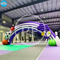 Arche géante de carnaval Airblown Éclairage publicitaire rose gonflable Cartoon Arche de décoration de fleurs gonflables pour fêtes et événements