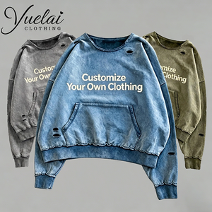 Sudadera con cuello redondo, estilo vintage, con efecto desgastado, personalizada con logotipo, estilo urbano, informal, para hombre - Product Image 1