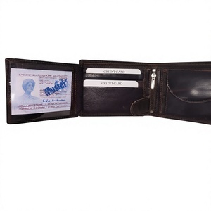 Portefeuille court en cuir véritable pour homme, motif étoile brodé, fermeture ouverte, étanche, idéal comme cadeau - Vente en gros BS INTERNATIONAL - Product Image 5