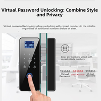Serrure Intelligente Baodeli pour Porte en Verre avec Reconnaissance d'Empreintes Digitales, Code, Visage et Carte – Ouverture Simple/Double Coulissante Sans Perçage pour Bureau et Magasin
