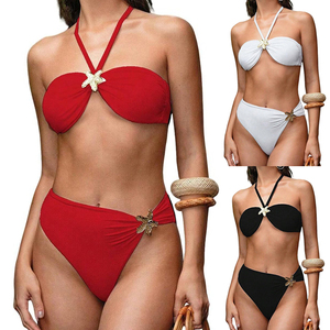 Ventes flash d'été : ensembles <span class=keywords><strong>de</strong></span> bikinis sexy à deux pièces sans bretelles pour femmes, bandeau, coupe haute, <span class=keywords><strong>maillot</strong></span> <span class=keywords><strong>de</strong></span> <span class=keywords><strong>bain</strong></span> à nouer - Product Image 3