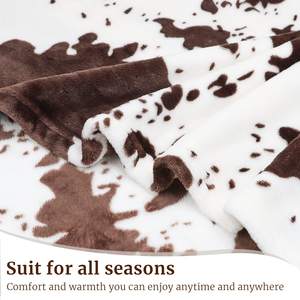 300gsm ผ้าสักหลาดขนแกะไมโครไฟเบอร์ผ้ากำมะหยี่อบอุ่นขนาด50 "* 60" ลายวัวน่ารักสำหรับโซฟาเบด - Product Image 5