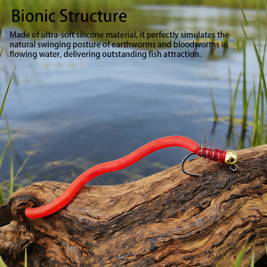 Esca Artificiale a Forma di Verme con Perline di Tungsteno # 12 Mosche Artificiali Senza Ardiglioni, <span class=keywords><strong>Esche</strong></span> Bioniche Affondanti in Silicone per la Pesca a Mosca di Trota e Persico in Acque Dolci - Product Image 3