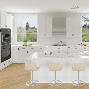 ตู้ครัวสำเร็จรูปพร้อมประกอบสำหรับอพาร์ตเมนต์แบบอเมริกัน |   ตู้แบบโมเดิร์นสั่งทำได้ |   ตู้ครัวไม้เนื้อแข็ง - Product Image 1