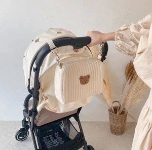 <span class=keywords><strong>Bolsa</strong></span> de <span class=keywords><strong>maternidad</strong></span> acolchada esponjosa para mamá materna, de algodón bordado bolso de hombro, bolso de mano para recién nacido, patrón de oso de peluche - Product Image 3