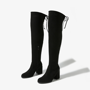 Nouvelles <span class=keywords><strong>bottes</strong></span> d'hiver chaudes en PU à talon épais mi-mollet pour femmes - Product Image 4