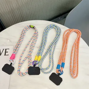 Coloré bandoulière lanière sangle en Nylon épaule collier sangle Anti perte clé chaîne Mobile avec plaque de suspension