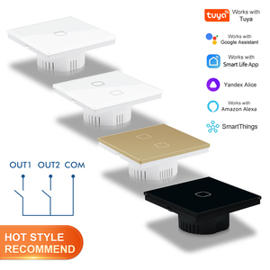 Cnskou nhà máy thiết kế mới tuya <span class=keywords><strong>wifi</strong></span> thông minh 1/2gang điều khiển ánh sáng sourceeless khô nút liên hệ với relay đầu ra cảm ứng chuyển đổi ánh sáng - Product Image 1