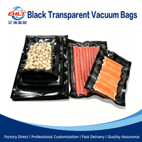 Sac sous vide transparent noir de qualité alimentaire, scellé sur trois côtés, thermoscellable, pour la conservation de la viande, des fruits de mer, des noix et des aliments