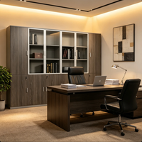 Armoire de rangement de bureau moderne, modulaire, écologique, de taille personnalisée, avec portes en verre trempé, en bois, pour bureau d'entreprise