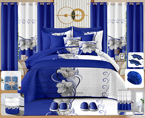 30-Piece Bedding Set Soft Fabric Printed Bedsheet Set Modern <strong>King</strong> 30pcs Quilted <strong>Bedspread</strong> with Curtains Living Room Wholesale - Product Image 4