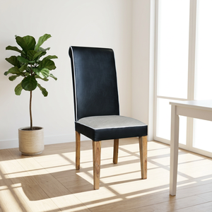 Sillas de comedor indias modernas de madera y cuero sintético tapizadas en tela con respaldo alto para bodas, hoteles, casas de campo, venta al por mayor de fábrica - Product Image 3