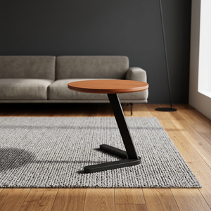 Modern <b>Round</b> Wood <b>Coffee</b> <b>Table</b> Tea <b>Table</b> With <b>Black</b> Metal Base Minimalist Living Room Furniture - Product Image 4