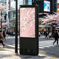 Kiosque numérique LCD extérieur ultra-mince à double face de 55 pouces, IP66, support au sol, étanche, Android, Windows OS pour la vente au détail