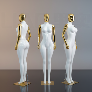 <span class=keywords><strong>Mannequin</strong></span> de présentation <span class=keywords><strong>femme</strong></span> en plastique blanc or, grande taille, corps entier avec tête, pour boutique, pour femmes courbes (BBL), sur pied - Product Image 1