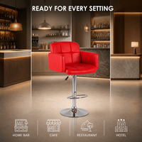 Chaise de bar pivotante moderne et confortable en cuir rouge avec accoudoirs pour bar à domicile et usage hôtelier