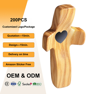 Offre Spéciale – Croix en Bois d'Olivier Gravée Format de Poche, Durable, pour la Prière et le Soulagement du Stress – Cadeau Chrétien pour Pâques et la Fête des Pères - Product Image 1