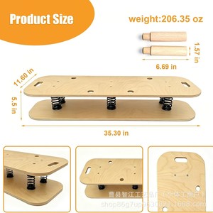 Planche d'équilibre créative en bois pour yoga et fitness, en bois massif avec ressorts, double face, pour exercices de surf et d'équilibre. - Product Image 5