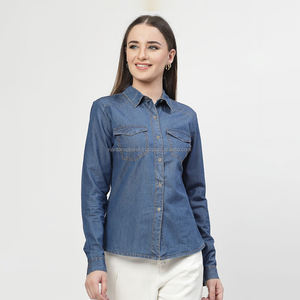 Nardon Apparel mujer 2025 primavera nueva moda Casual blusas de mezclilla Vintage Camisas manga larga de mezclilla femeninas - Product Image 5