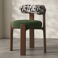 Chaise de salle à manger en bois massif, style rétro français moderne du milieu du siècle, avec tissu rembourré et coussin moelleux, mobilier de maison