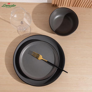 Stock ! Ensemble de vaisselle en porcelaine moderne et écologique, 4 pièces, design personnalisé, assiettes en céramique émaillée, restaurants, coffret cadeau d'entreprise - Product Image 3