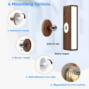 Yilaie הוביל קיר מצונק סוללה שחור נטענת אגוז שחור נטענת קיר תאורה מקורה אור קיר אלחוטי מקורה לקריאה חדר שינה - Product Image 2