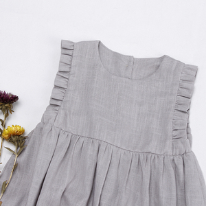 Robe d'été en lin et coton de haute qualité pour petites filles, vêtements pour bébés et enfants à la mode en gros - Product Image 4