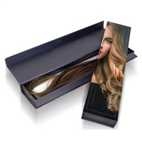 Boîte en papier d'emballage en carton d'extension de cheveux noirs à fermeture magnétique avec fenêtre