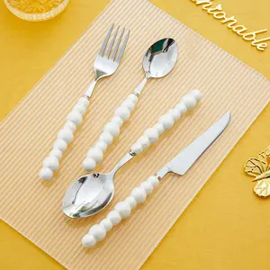 Großhandel Ins Style Light Luxus Obst Dessert Gabel Messer Edelstahl Besteck Keramik Perle Griff Besteck Set