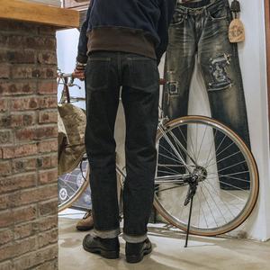 Pantalon en jean unisexe tendance, style vintage, coupe oversize, décontracté, en denim selvedge épais pour hommes – Vente en gros - Product Image 6