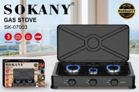 Kompor Gas Stainless Steel Tiga Tungku Sokany Premium Brand Peralatan Baru untuk Memasak di Luar Ruangan dan Rumah Tangga