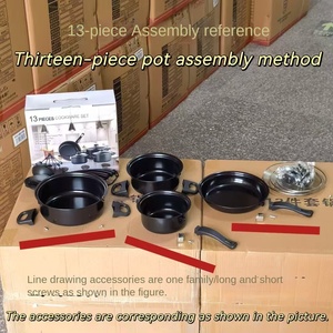 Bộ bếp bằng gang 13 màu đen với chảo chống dính phẳng và bền dụng cụ nấu ăn nắp trong suốt - Product Image 4