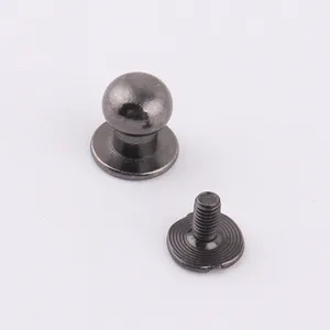 8mm Black Brass Metal Screw Back Button Stud For Leather Bag Accessories