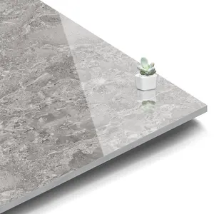 60x60光沢のあるライトグレーの磁器の艶をかけられた大理石の壁と床ガラス化された花崗岩のデザイン磁器の大理石の床タイル