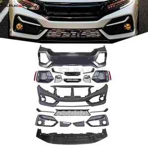 Front Bumper Rear Bumper Spoiler Face Kit For Honda Civic Body Kit Si Style ABS Plastic Carbon Black 1 Set Standard Carton Box