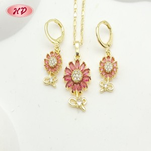 Marché de la bijouterie de Guangzhou, bijoux artificiels à prix bas, ensembles de bijoux plaqués or 18 carats pour mariée - Product Image 1