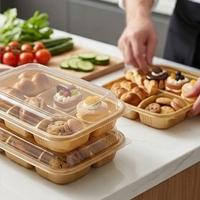 Boîtes à gâteaux jetables avec couvercle transparent anti-buée en PET et fond en plastique kraft pour donuts et desserts à emporter