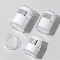 Flacons pompe airless en plastique acrylique blanc nacré argenté vides de 50 ml et 100 ml pour emballages de soins du visage